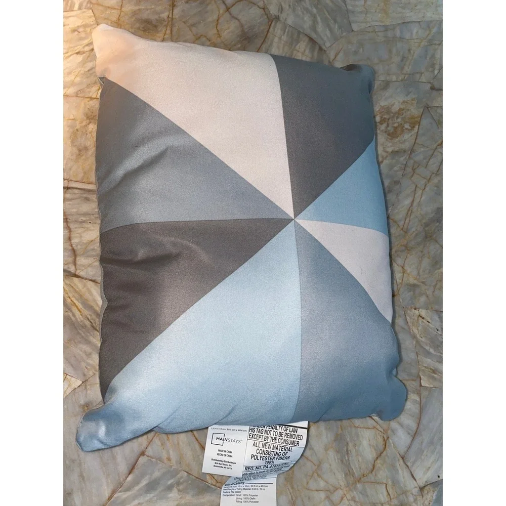 Mainstays Marble Diamond Decorative Pillow Blue Grey White Geometric 12x16